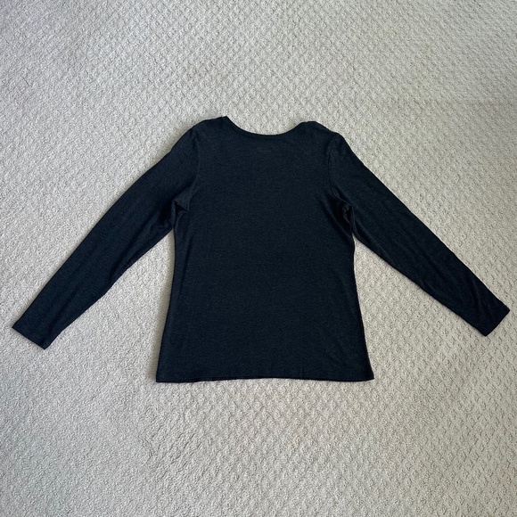 Eileen Fisher Stretch Jersey Long Sleeve Top Charcoal Med Casual Cozy Soft NWT - Picture 7 of 12